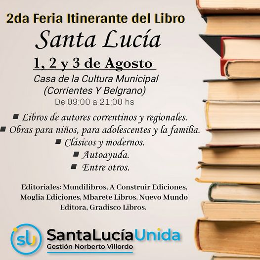 Santa Lucía tendrá su segunda edición de la Feria Itinerante del Libro
